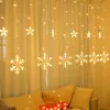 Fengrise Snowflake Moon Star LED Curtain Light Merry Christmas Decoration for Home Natal XMAS HOPTS HAPPY SEEM 201203