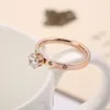 Bröllopsringar Anti Allergy Titanium Steel 1 Big 4 Small Cubic Zirconia Ring for Woman Rose Gold Color Crystal Jewelry Bague Wynn22