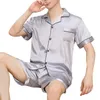 Men039S Sleepwear Men Pyjamas Set Solid Satin Summer Long Sleeve Autumn Homewear Silk Suit Casual Dormir Top Pajamas Male Sleep2061528