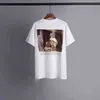 Designer de moda óleo paintting algodão manga curta t camisa dos homens camiseta casual topos volta impressão camisa de preto branco para o homem