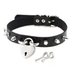 Ceintures Femmes Hommes Accessoires Coeur Serrure Faux Cuir Ceinture Ras Du Cou Pointes Cone Rivet Collier Clouté Punk Style Gothique Bijoux Avec KeyBelts