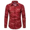 Röd vintage Paisley Floral Print Shirt Men 2022 Helt ny Slim Fit Long Sleeve Mens Dress Shirts Cotton Linen Shirt Men Chemise L220704