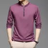 Polo con cerniera da uomo T-shirt manica lunga in cotone tinta unita di alta qualità Slim Fit Casual Camisa T994 220707