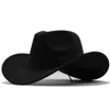 Basker kvinnors mäns ull ihålig västerländsk cowboy hatt med solid band gentleman lady jazz cowgirl toca sombrero capberets