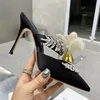 Designer-Hausschuhe, Leder-High-Heels-Sandalen, Diamanten, hochwertige Damenschuhe, rote Unterteile, sexy Pumps mit spitzer Zehensohle, mit Logo, Hochzeitsschuhe