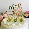Topper personalizzato Specchio acrilico Lettera Decor Nome personalizzato e data Oro Decorazione torta di buon compleanno per matrimonio 220711
