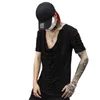 Men's T-Shirts 2022 Summer Men Personality Ripped Tassel Slim Fit Short Sleeve T Shirt Punk Hip Hop Tee Shirts Gothic Vintage Street Wear