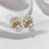 Stud French Fashion Pearl S925 Silver Post Earring Retro Shell Flower Ball -oorbellen voor vrouwen Grils trendy sieraden GiftStud663824444