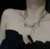 Catene Ragazza Collana di perline con sfere di metallo di lusso da donna Clavicola con nappe a catena di fascia alta per catene estive