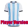 2022 Argentyna poza piłką nożną koszulka Dybala Aguero Maradona Home World 22 23 Puchar Fanów Gracz Home 2023 Tagliafico Camisetas de Futbol Men Kit Sets Sets Football Shirt