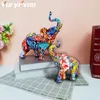 YuryFvna Nordic Painting Graffiti Elephant Sculpture Figurine Art Statue Creative Resin Crafts Home Decoration 220329
