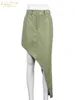 Clacive Fashion PU Läder Kvinnors Skirt Casual Oregular High-Waisted Ladies Vintage Slim Pocket Long S 220401