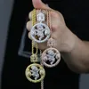 Zincirler Hip Hop buzlu Bling 5a Kübik Zirkon Sirk Para Çanta Mektubu Kolye Kolye Erkekler İçin Küba Zinciri Tenis Tenis Jewelrychains 251W