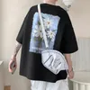 メンズTシャツ韓国のファッションヒップホップ特大の印刷夏通りのカップル半袖ハラジュクカジュアルトップユニセックスKPOP TEEMENMEN'S