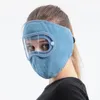 Masque anti-poussière coupe-vent Masques respirants de ski Polaire Bouclier facial Casquettes avec lunettes HD Casquette de cyclisme Balaclava