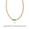 Цепи 2022 Винтажные квадратные зеленые хрустальные подвесные ожерелье Корейская нержавеющая сталь для женщин роскошные сексуальные шейки клавиля
