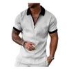 Été couleur unie impression Golf Polos T-shirt pour hommes coupe ajustée fermeture éclair revers à manches courtes ajustement décontracté Polos t-shirts AL673968817918