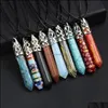 Подвесные ожерелья подвески ювелирные украшения шестиугольная колонна натуральное каменное ожерелье для женщин Colorf Reiki Chakra Kid