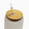 غطاء كأس الخيزران من المصنع 70 مللي متر 65 مللي متر أغطية جرة ميسون خشبية قابلة لإعادة الاستخدام مع فتحة من القش وصمام قش من السيليكون توصيل مجاني DHL