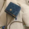 fashion mini chain Shoulder bag comfortable Simple generous and versatile collocation handbag Denim 2022