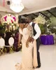 Plus -storlek arabisk aso ebi lyxig spetspärlor bröllopsklänningar ren nacke glittrande mantel formell parti andra mottagning brudklänning287k