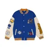 Jaquetas masculinas jaqueta de bombardeiro cartoon urso letra bordado de bordado hiphop streetwear