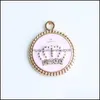 Charms Jewelry Findings Components 100Pcs Gold Tone 17X20Mm Enamel Crown Oil Drop Crystal Pendant Fit Bracelet Diy Fashion Accessories 656