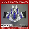 Обтекание для Yamaha fzrr Fzr 250r 250rr Fzr 250 Rr Rr250r 1996 1997 Body 144no.96 FZR-250 FZR250 R RR 96 97 FZR250RR FZR250-R FZR-250R 96-97 КОМПЛЕКТ КОМТАНИЯ КОМПЛЕКТЫ BLUE BLY GLOSSY