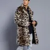 Мужские куртки Kancoold Mens Leopard плюс утолщение длинное пальто теплое толстая меховая воротничка.