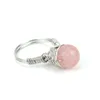 Envoltura de alambre de piedra natural anillos de bolas de bolas lapislázuli amatista tigre ojo ópalo anillo de cristal rosa para mujeres joyas