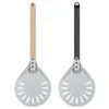 Pizza Turning small Peel Paddle Short round Tool Non Slip wooden Handle 7 8 9 inch Perforated Shovel Aluminum 220815