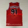 Stitched College Jersey Broderi 33 # Scottie Pippen Shirt Mens Basketball Jerseys Red White Black Stripe 91 # Dennis Rodman Jersey S-XXL