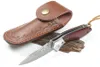 Damaskus av hög kvalitet Damascus Fipper Mapp Knife VG10 Damascus Steel Blade Rosewood + Steels Head Handle Ball Bearing EDC Pocket Knives With Leather Mante