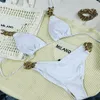 Zincir mayo bikini set katı kadın biquini biquini ped iki parçalı mayo plaj giymek için tatil mayo için 4 renk