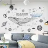 Créative Geométric Whale Wall Autocollants Salon Sofa Fond décor mural Décor de chambre à coucher
