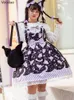 Sweet Lolita Style Cartoon Print Princess Dress Women Cute Bow Lace Party Strap Dresses Girly Harajuku Kawaii Y2k Mini Vestidos 220713