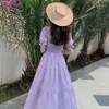 Moda Donna Viola Elegantes Abito lungo Cottage Core Vintage Abbigliamento donna Estetica Summer Fairy Sukienka Kawaii 220521