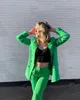 Bright Green Women Blazer Passar Street Style Power Slim Fit Evening Party Formell Outfit Bröllopskläder 2 stycken