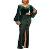 Robes grande taille pour femmes robe de soirée de soirée Sexy velours col en V paillettes scintillantes fourche fendue fermeture à glissière arrière élégant 5xlPlus