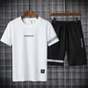 Fashion Mens tracksuit zomer losse casual oneck t -shirt top shorts sport 2 -piece sport pak hardloop heren sets 220608