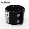 Large Punk Rivet Bracelets En Cuir Rock 4 Rangées Ongles Carrés Bracelet Taille Réglable Bijoux Bracelets Bracelet