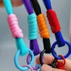 Corde de coton tissé bracelet porte-clés bricolage clé sangle lanière ornement Anti-perte chaîne de téléphone portable pour les femmes sac pendentif porte-clés