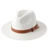 Chapeaux larges chapeaux printemps été pliable chapeau de paille femmes élégant ceinture en cuir visière Panama casquette femme jazz simple extérieur soleil plage T2691