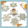 Wooden Snowflake Mug Coasters Holder Chic Drinks Coffee Tea Cup Mat Decor Mats 500Pcs/Lot Sn519 Drop Delivery 2021 Pads Table Decoration A