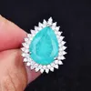 Anneaux de mariage Charm 925 Sterling Silver Big Gemstone Bague Femme Paraiba Tourmaline Cristal Pierre Anniversaire Bijoux Pour Femmes GiftsWe