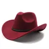 Hommes hiver femmes noir laine Fedora chapeau Chapeu Western Cowboy chapeau Gentleman Jazz Sombrero Hombre casquette élégante dame Cowgirl chapeaux 2202240G