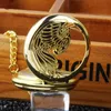 Pocket Watches Retro Luxury Gold Silver Semi-hollow Phoenix Wing Carving Case Skeleton Hand Wind Mechanical Fob Men Gift Bag