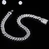 Chains White Gold 925 Sterling Silver Full D Moissanite Width 14MM Passed Test Diamonds Cuban Necklaces Hip Hop Rock Fine JewelryChains