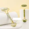 Massagem facial jade roller massagens de cabeça dupla massageador de pescoço raciocínio natural jades beleza evita rolos de massagem rugas