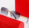 Dernière mode hommes lunettes de soleil pare-soleil lunettes tête de léopard Composite métal sans monture cadre optique classique Rectangle carré or lunettes de soleil de luxe pour les femmes